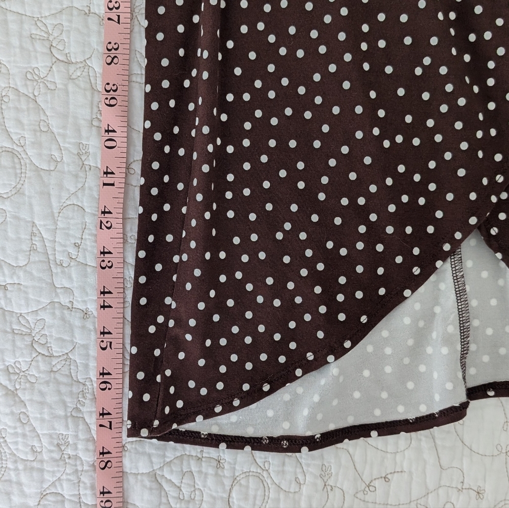 NWT Reformation Kaila Knit Wrap Midi Dress in Mocha with Polka Dots Size Small - Picture 10 of 10